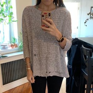 BLVD Distressed Light Purple Sweater